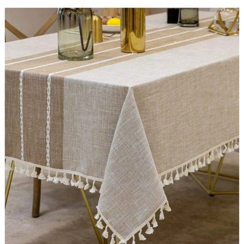 Lipo Square Tablecloth Waterproof Embroidery Farmhouse Style- Burlap Table Cloth